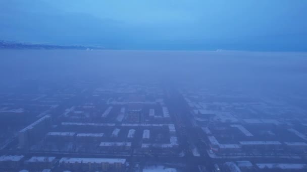Dawn City Fog Smog Mountain View Light Haze Hangs City — Stock Video