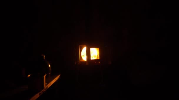 Campfire Burning Camp Stove Folding Table Mug Flask All Orange — Stockvideo