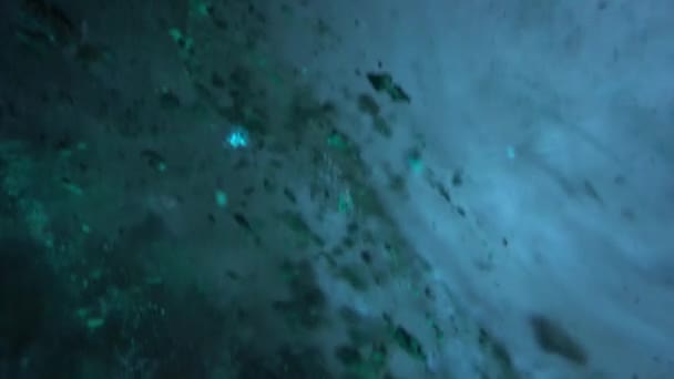 Turquoise Pure Color Ice Ice Cave Stones Icicles Visible Places — Stok video