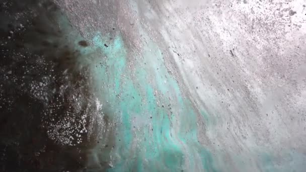Turquoise Pure Color Ice Ice Cave Stones Icicles Visible Places — Vídeo de Stock