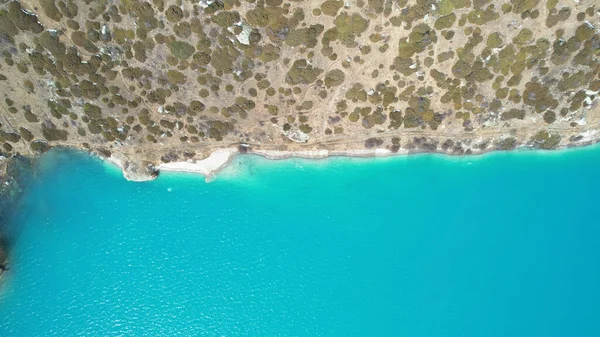 Lake Mountains Turquoise Blue Water Drone View Clear Water Coniferous — Photo