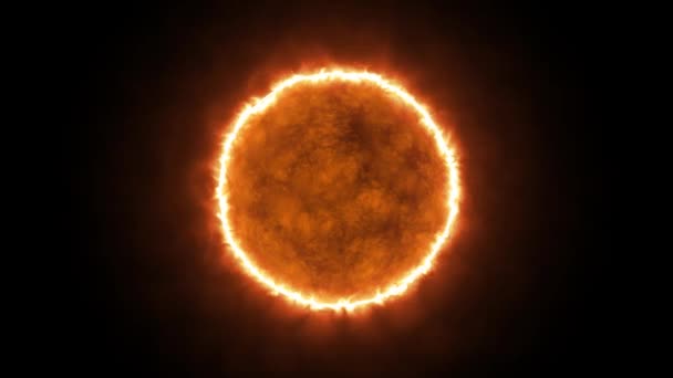 Ярко Жёлтая Звезда Солнце Чёрном Пространстве Венец Солнца Мерцает Огненным — стоковое видео