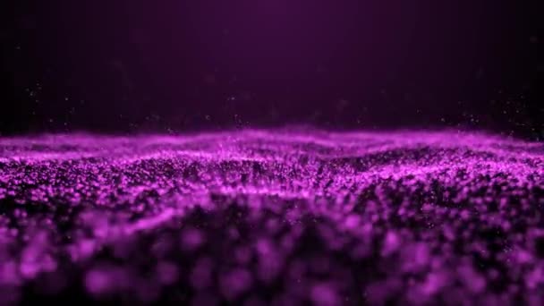 Αφηρημένο Ψηφιακό Κύμα Σωματιδίων Και Ενέργειας Σωματίδια Ροζ Ενέργειας Διασκορπίζονται — Αρχείο Βίντεο