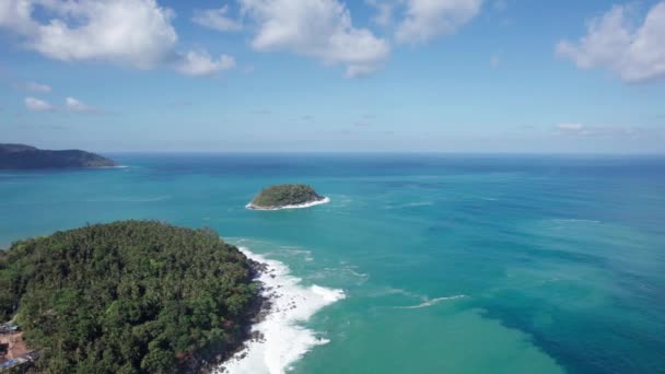 Vista Superior Praia Com Água Mar Azul Turquesa Corrente Eleva — Vídeo de Stock