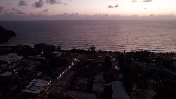 Widok Wyspę Phuket Miasto Karon Zachodzie Słońca Piękne Hotele Basenami — Wideo stockowe