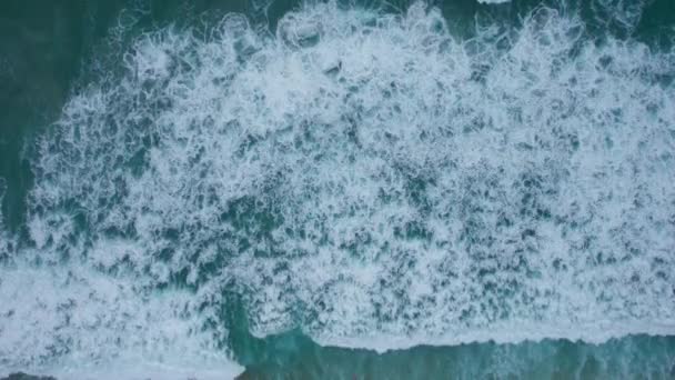 Top View Turquoise Sea Waves Beach Waves Lifting Sand Bottom — Stock Video