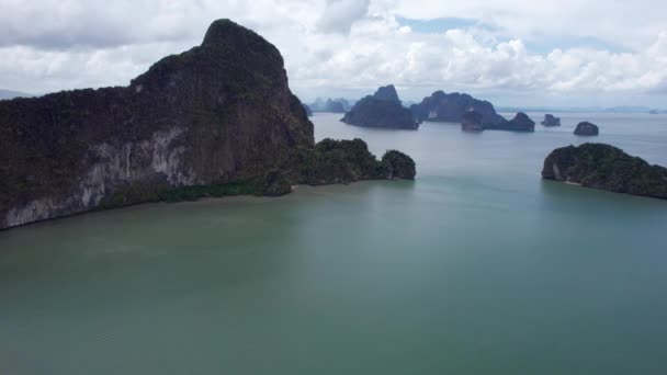 Bahía Río Islas Phang Nga Desde Dron Largo Río Fluye — Vídeos de Stock