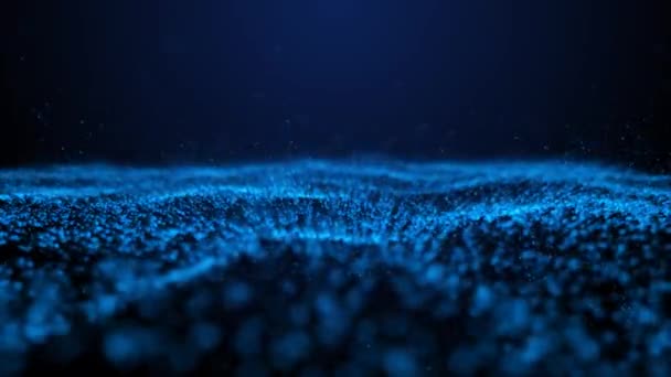 Абстрактная Цифровая Волна Энергии Частицы Голубой Энергии Рассеиваются Всему Пространству — стоковое видео