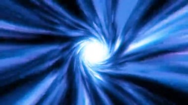 Üst uzayda ışık hızında uçuyorlar. Tünel, kendini içine çeken bir kara delik gibidir. Sanki hipnoz seni meditasyon yapmaya zorlar gibi. Siyah ve açık mavi çizgiler bizi çağırıyor. 3d hipertünel canlandırması