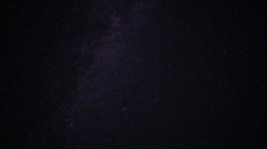 Perseid yıldızları ile Samanyolu 'nun zaman çizelgesi. Uzayda parlak renkli yıldız ve nebula manzarası. Parlak meteorlar ve uydular uçuyor. Dünya 'nın hareketleri göze çarpıyor.