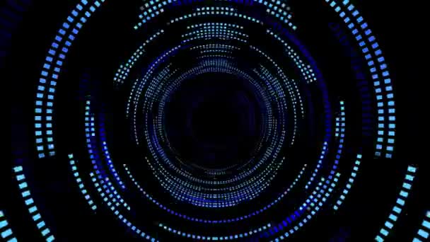 Animația Unui Tunel Muzical Fundal Întunecat Dreptunghiurile Colorate Luminoase Albastru — Videoclip de stoc