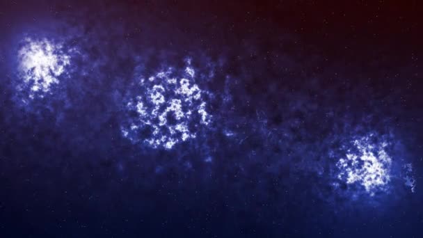 Animazione Astratta Dello Spazio Delle Nebulose Luminosi Lampi Nebulose Blu — Video Stock