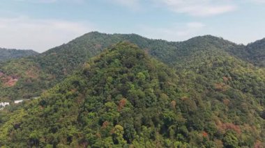 Koh Chang Adası, verimli tropikal ormanların okyanusun kristal berrak turkuaz sularıyla buluşup nefes kesici bir manzara oluşturduğu canlı bir manzara sergiliyor.