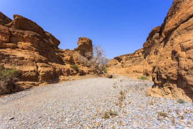 Sesriem Kanyonu, Namib Çölü 'nün önemli bir eğlencesi. Namib, Naukluft Ulusal Parkı. Güney Afrika. Namibya.