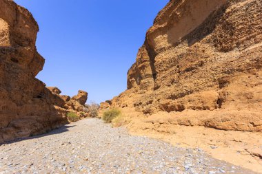 Sesriem Kanyonu, Namib Çölü 'nün önemli bir eğlencesi. Namib, Naukluft Ulusal Parkı. Güney Afrika. Namibya.