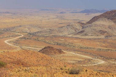 Namib Çölü manzarası. Namib Naukluft Ulusal Parkı. Afrika 'da macera ve keşif. Spreetshoogte bakış açısı, Namibya.