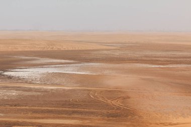 Walvis Bay Salt Holding. Sahra altı Afrika 'daki en büyük güneş tuzu üreticisi. Swakopmund, Namibya.