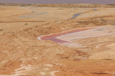 Walvis Bay Salt Holding. Sahra altı Afrika 'daki en büyük güneş tuzu üreticisi. Swakopmund, Namibya.