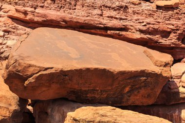 Twyfelfontein, site of ancient rock engravings in the Kunene Region of north-western Namibia. Prehistoric Bushman engravings, rock painting.