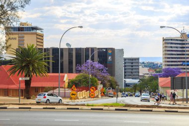 Windhoek, Namibia - 10 October 2018: An aerial view of the center of Windhoek the capital of Namibia in Southern Africa.