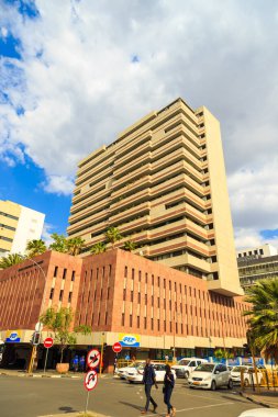 Windhoek, Namibia - 10 October 2018: An aerial view of the center of Windhoek the capital of Namibia in Southern Africa.