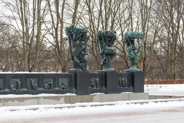 Rzeźba Parku Frogner Rzeźba Autorstwa Gustava Vigelanda Park Publiczny Stolicy — Zdjęcie stockowe