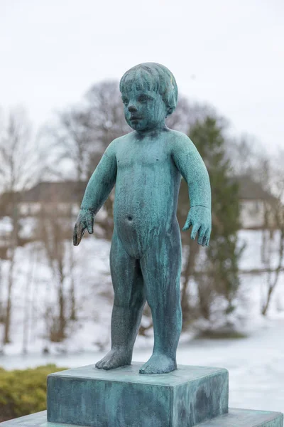 Norway Oslo February 2019 Sculpture Frogner Park Sculpture Created Gustav — Stock Photo, Image