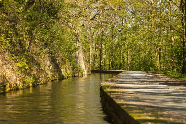 Canal Side Llangollen Canal Mientras Cruza Acuaducto Pontcysyllte Sitio Del — Foto de Stock