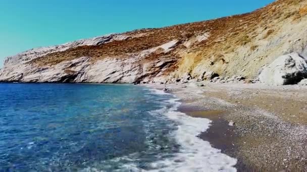 Veduta Della Spiaggia Costiera Dell Isola Folegandros Mar Egeo Arcipelago — Video Stock
