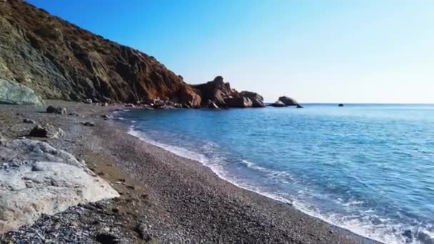 Veduta Della Spiaggia Costiera Dell Isola Folegandros Mar Egeo Arcipelago — Video Stock