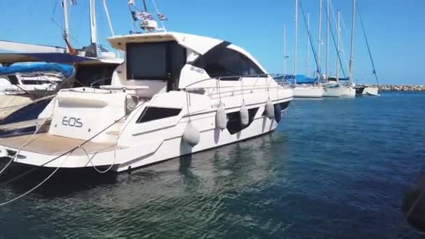Naoussa Île Paros Grèce Septembre 2020 Bateau Yacht Voilier Amarré — Video