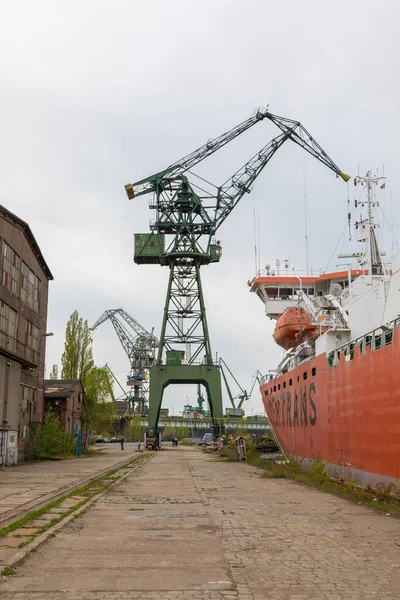 Gdansk Poland May 2019 View Harbor Cranes Imperial Shipyards Ships — Stock Photo, Image