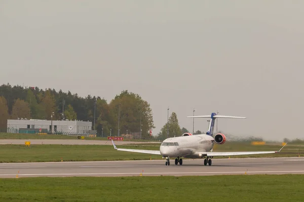 Poland Gdansk May 2019 Sas Plane Taxiing Lech Walesa Airport — Stock Photo, Image