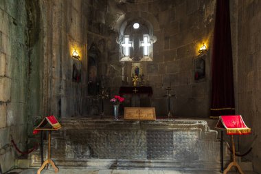 Tatev, Ermenistan - 03 Eylül 2019. Ermenistan 'daki Tatev Manastırı' nın içinde. 9. yüzyıl Ermeni Havari Hristiyan Manastırı.