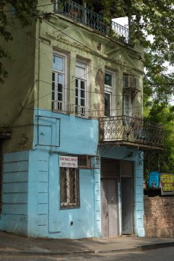 Gürcistan, Tiflis - 06 Eylül: Eski Tiflis kasabasında geleneksel mimari. Başkent.