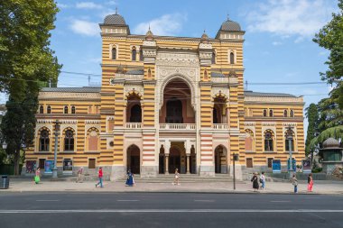 Tiflis, Gürcistan - 06 Eylül 2019: Tiflis İmparatorluk Tiyatrosu olarak bilinen Tiflis Opera ve Bale Tiyatrosu, Rustaveli Bulvarı 'nda yer almaktadır. Tiflis, Gürcistan.