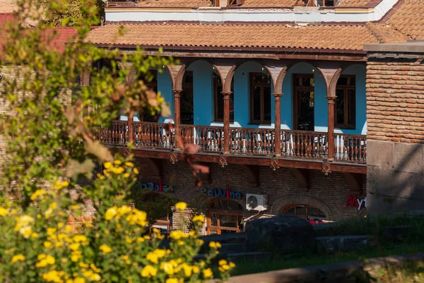 Грузия Тбилиси Октября 2022 Года Дома Балконами Историческом Районе Тбилиси — стоковое фото