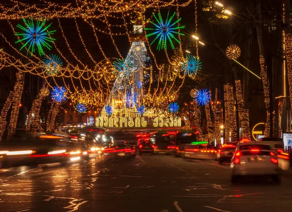 Грузія Тбілісі Грудня 2022 Року Різдвяні Новорічні Ілюстрації Вулиці Історичного — стокове фото