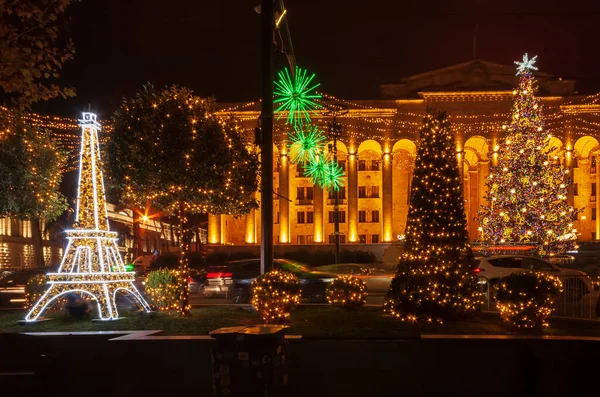 Navidad Año Nuevo Iluminaciones Calle Del Centro Histórico Tiflis — Foto de Stock