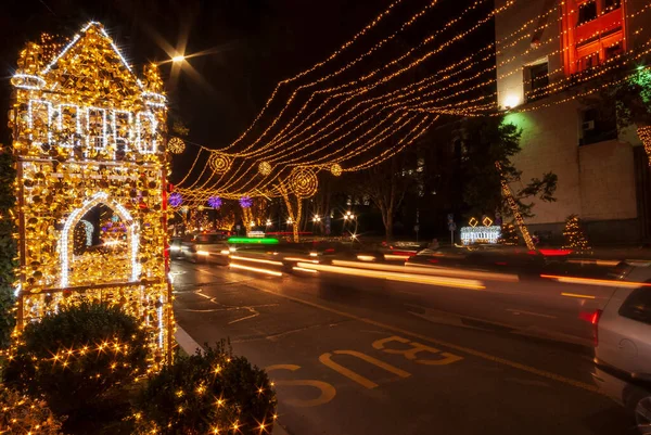 Christmas and New year illuminations on the street of historical center of Tbilisi.