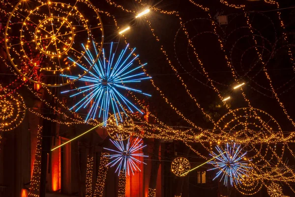 Різдвяні Новорічні Ілюстрації Вулиці Історичного Центру Тбілісі — стокове фото