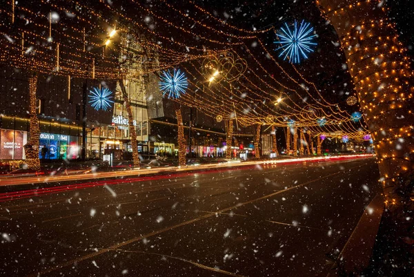 Christmas and New year illuminations on the street of historical center of Tbilisi.