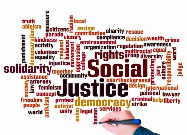 Sosyal Justice Kavramına Sahip Kelime Bulutu Sadece Metin Ile Oluşturulur — Stok fotoğraf