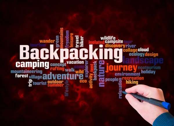 Word Cloud Met Backpacking Concept Creëren Met Alleen Tekst — Stockfoto