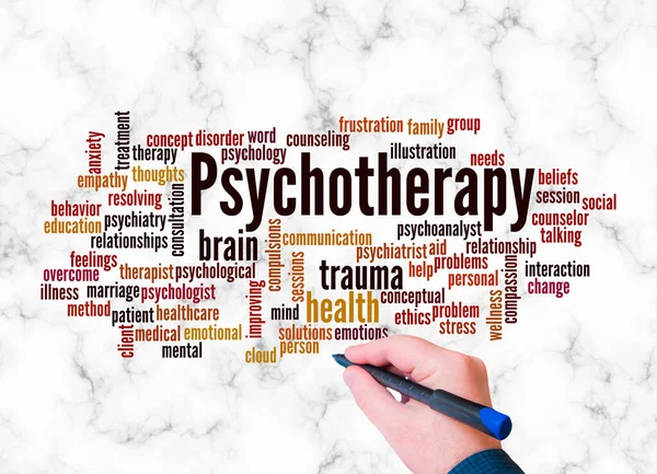 Word Cloud Psychotherapy Concept Create Text Only — Zdjęcie stockowe