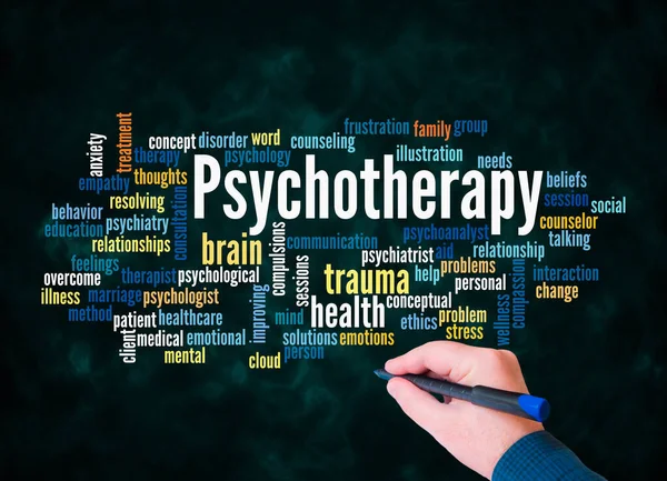 Word Cloud Psychotherapy Concept Create Text Only — Zdjęcie stockowe