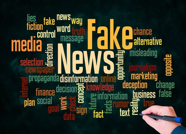 stock image Word Cloud with FAKE NEWS concept, create with text only.
