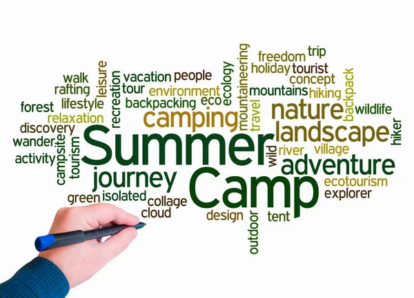 Word Cloud Концепцією Summer Camp Створюється Тільки Текстом — стокове фото
