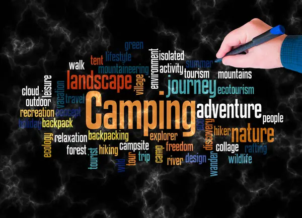 Word Cloud Camping Concept Create Text Only — Foto de Stock