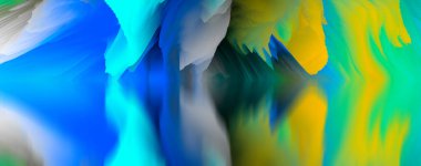 Sihirli dünya. Soyut manzara, gerçeküstü göl ve yansımalar. sanat, yaratıcılık ve hayal gücü. 3d illüstrasyon.